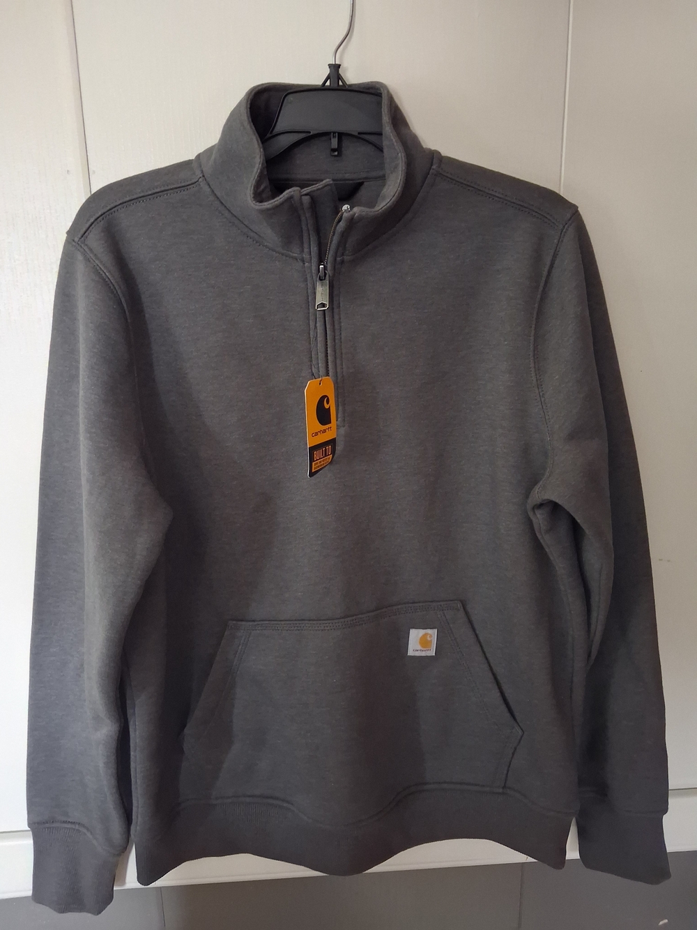 Carhartt Gray Half-Zip Pullover with Kangaroo Pocket